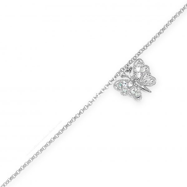 Absolute Kids Collection HCB307 Silver Butterfly Charm Bracelet