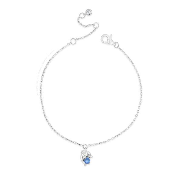 Absolute Kids Collection Silver & Aquamarine Little Dolphin Charm Bracelet HCB311AQ