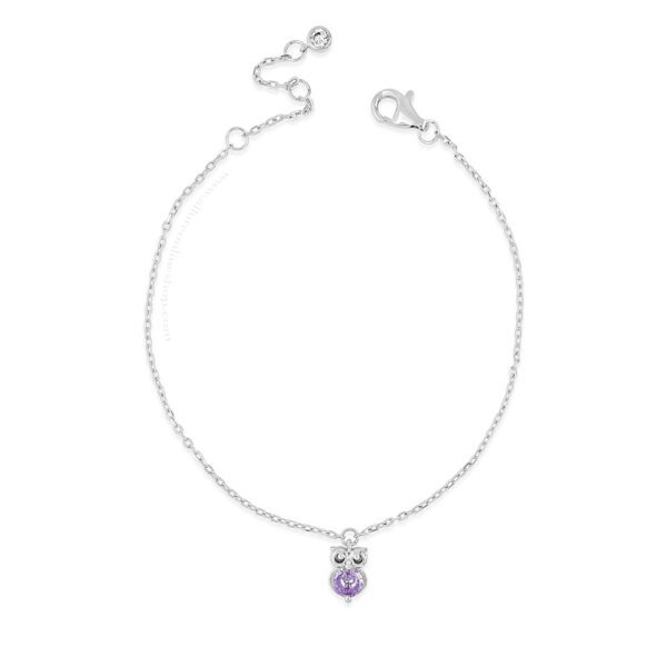 Absolute Kids Collection Silver & Amethyst Little Owl Charm Bracelet HCB312AM