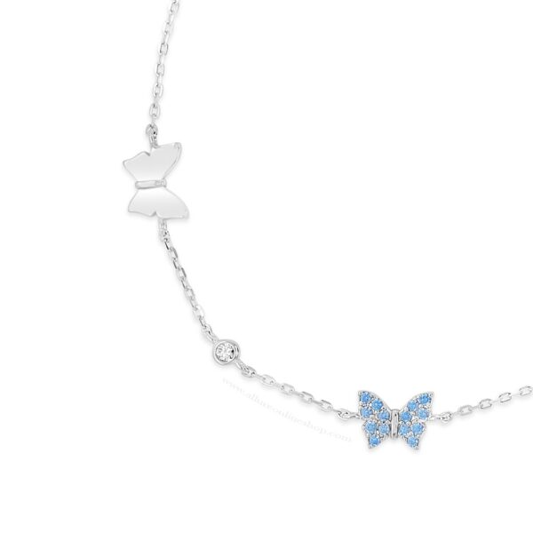 Absolute Kids Collection Silver & Aquamarine 3 Butterflies Charm Bracelet HCB313AQ - Image 3