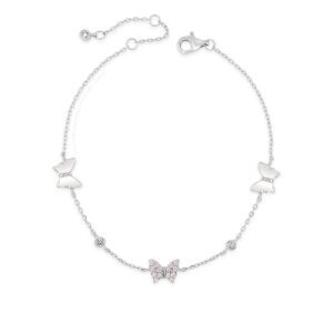 Absolute Kids Collection Silver & Pink 3 Butterflies Charm Bracelet HCB313PK