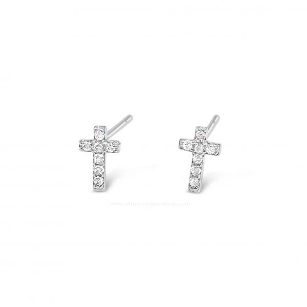 Absolute Kids Collection HCE402 Silver Cross Stud Earrings