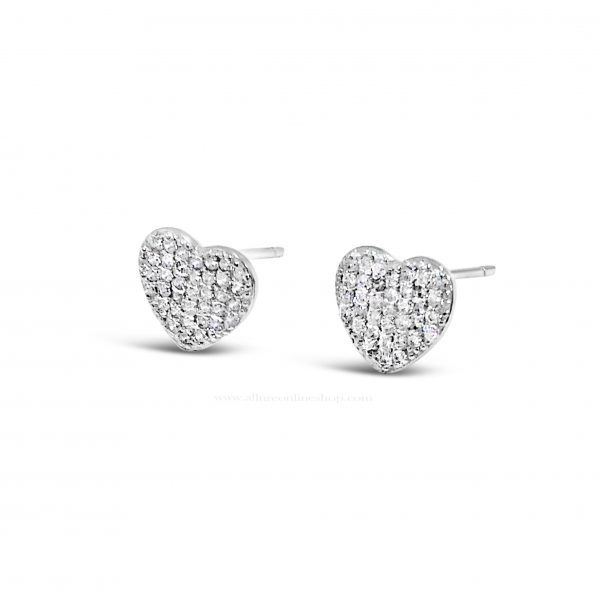 Absolute Kids Collection HCE405 Silver Pave Heart Earrings