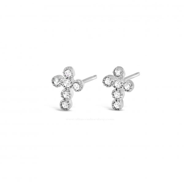 Absolute Kids Collection HCE408 Silver Cross Stud Earrings