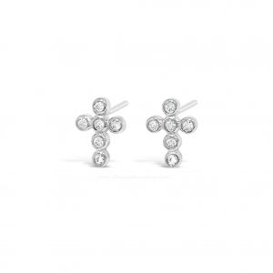 Absolute Kids Collection HCE409 Silver Cross Stud Earrings