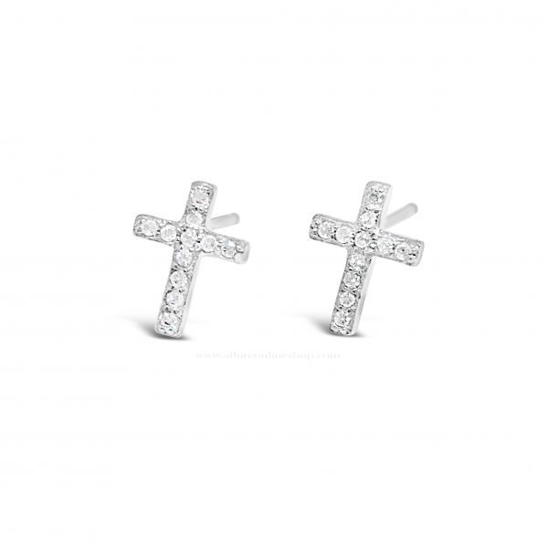 Absolute Kids Collection HCE410 Silver Cross Stud Earrings