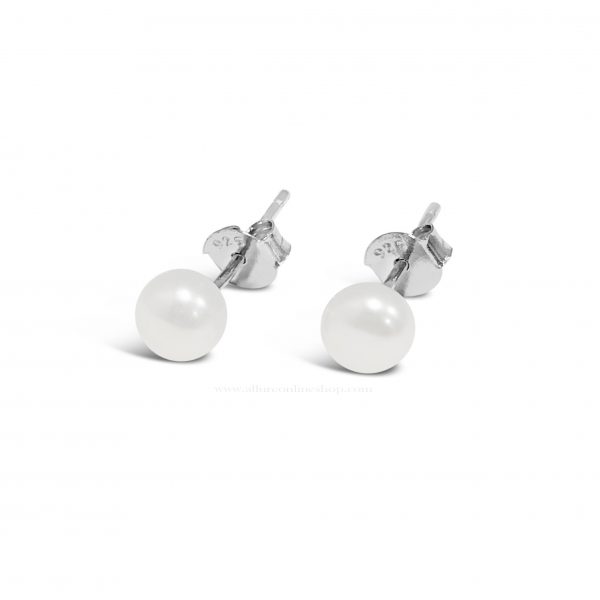 Absolute Kids Collection HCE414 Silver Pearl Stud Earrings
