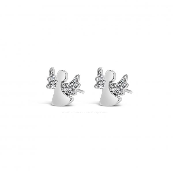 Absolute Kids Collection HCE415 Silver Angel Stud Earrings