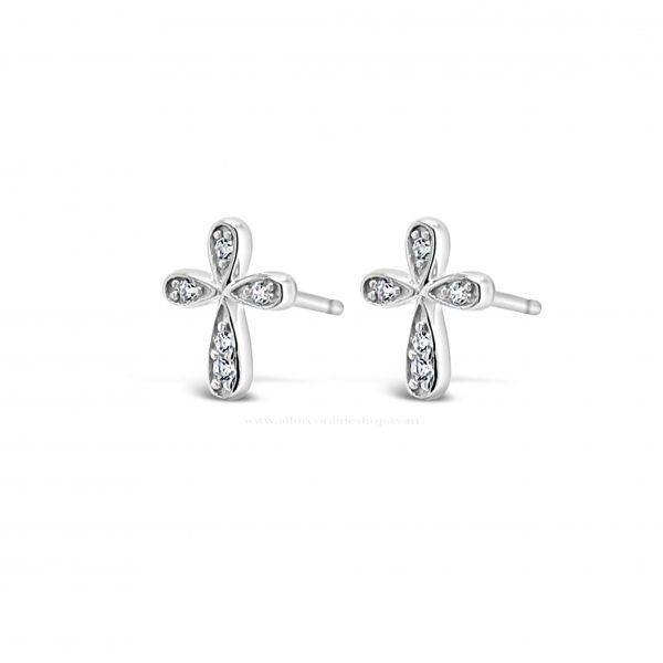 Absolute Kids Collection HCE421 Silver Cross Stud Earrings