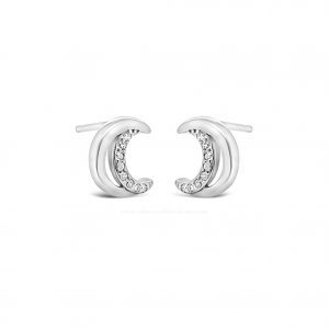 Absolute Kids Collection HCE424 Silver Half Moon Earrings