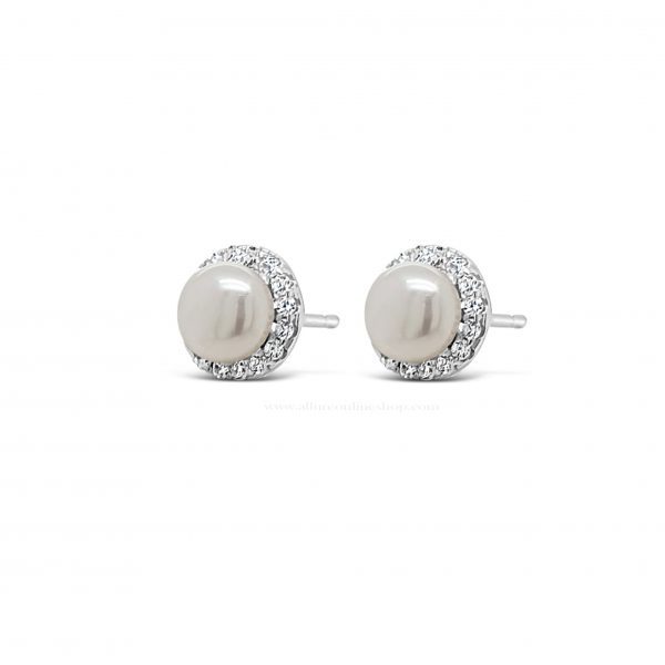 Absolute Kids Collection HCE430 Silver Pearl Cluster Stud Earrings