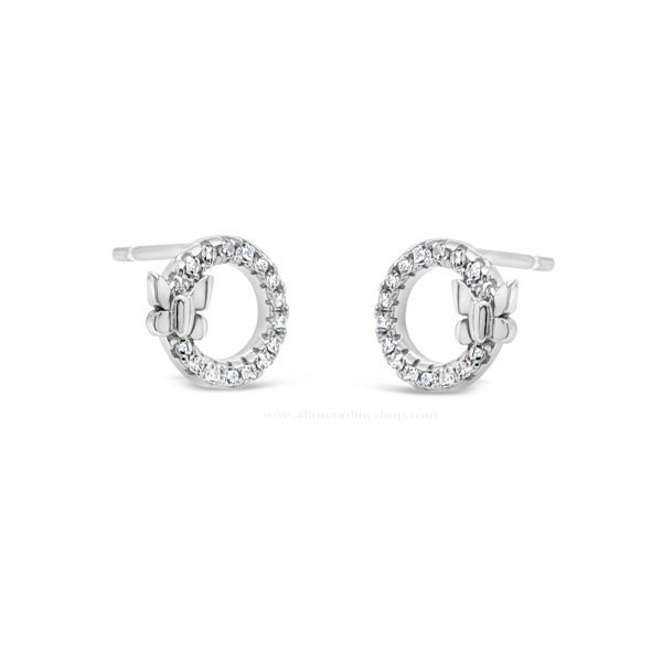 Absolute Kids Collection HCE431 Silver Butterfly Open Circle Stud Earrings