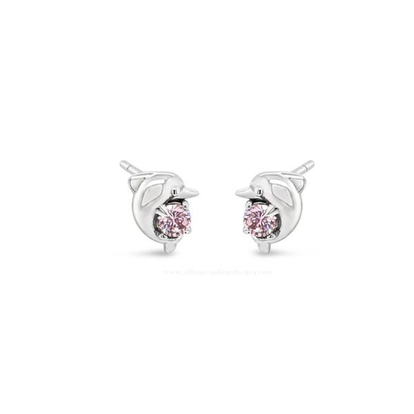 Absolute Kids Collection Silver & Pink Little Dolphin Stud Earrings HCE432PK