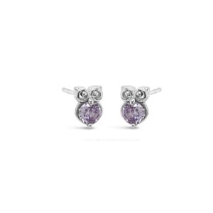 Absolute Kids Collection Silver & Amethyst Little Owl Stud Earrings HCE433AM