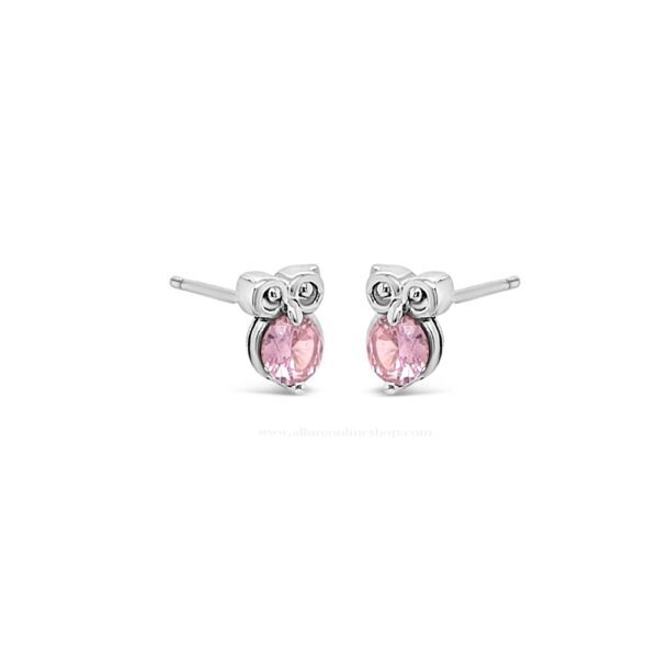 Absolute Kids Collection Silver & Pink Little Owl Stud Earrings HCE433PK