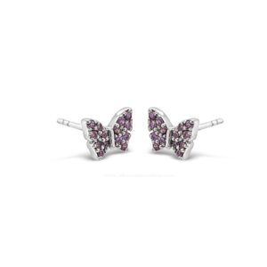 Absolute Kids Collection Silver & Amethyst Butterfly Earrings HCE434AM