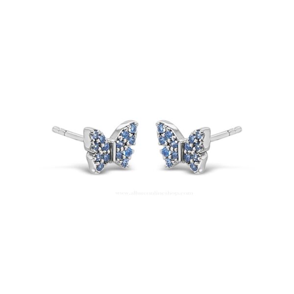 Absolute Kids Collection Silver & Aquamarine Butterfly Earrings HCE434AQ