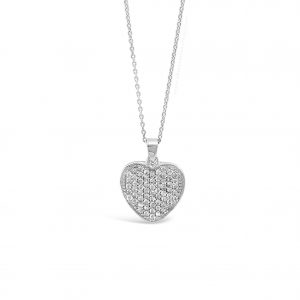 Absolute Kids Collection HCP205 Silver Pave Heart Pendant And Chain