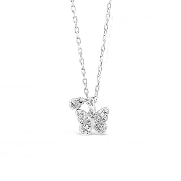 Absolute Kids Collection HCP210 Silver Butterfly Pendant And Chain