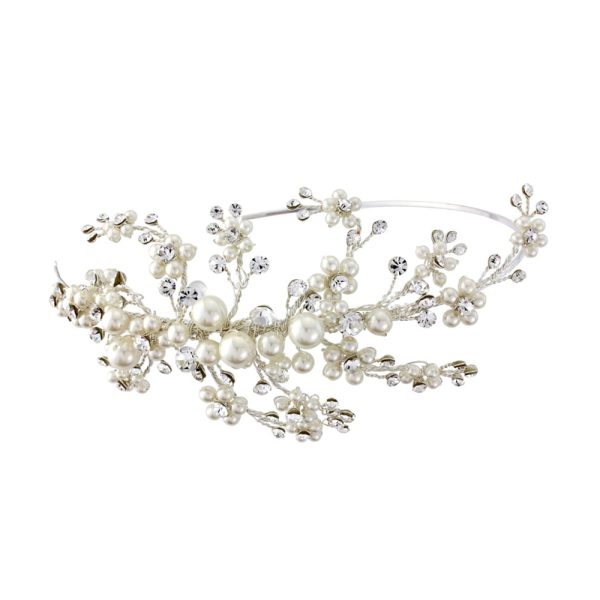 WEDDING HEADBAND WITH PEARLS & CRYSTALS - Image 2