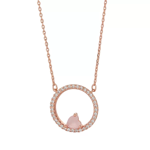 HEART & CIRCLE ROSE GOLD NECKLACE