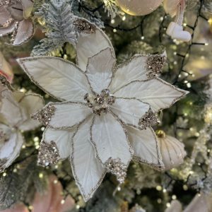 White Silver Glitter Poinsettia