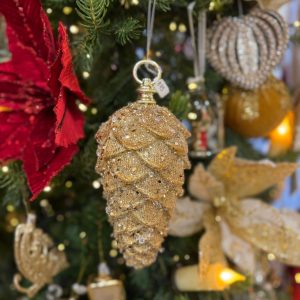 Gold Glitter Pinecone Bauble