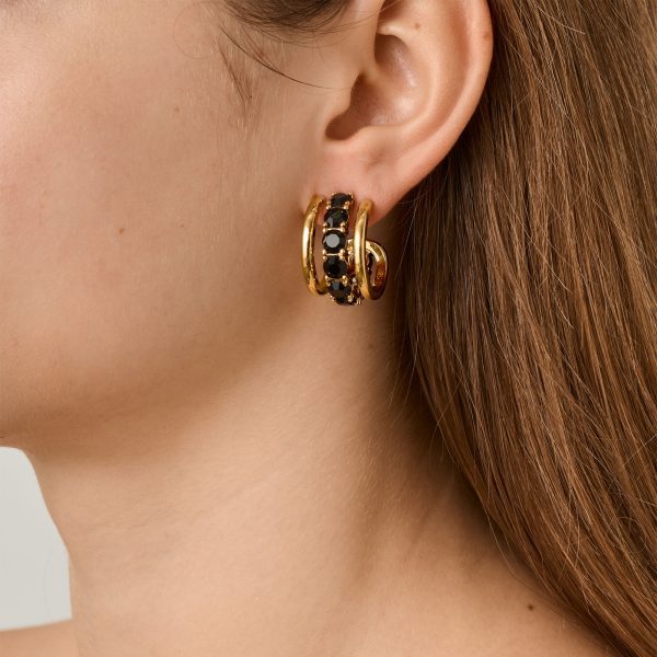 HELEN Earring with Black Crystals Gold - Image 2