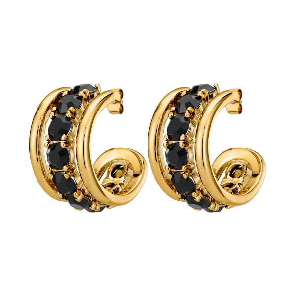 HELEN Earring with Black Crystals Gold
