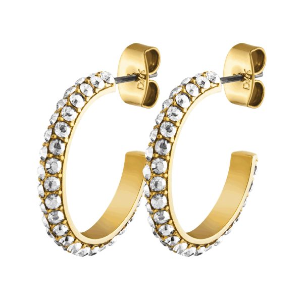 HOSTA Stud Earring With White Crystals Gold