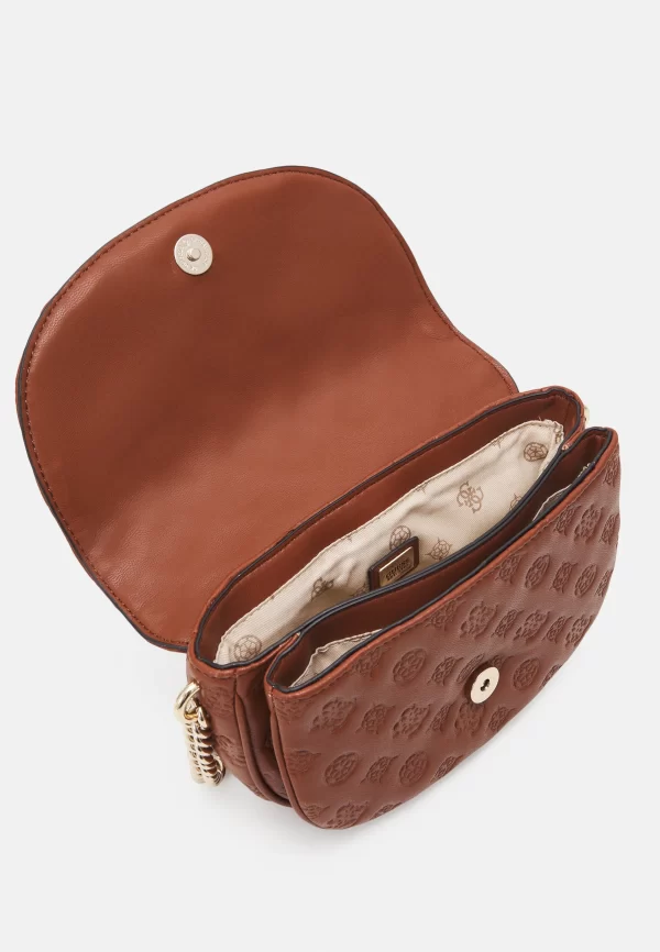 GUESS La Femme Debossed-logo Flap Shoulder Bag Cognac - Image 4
