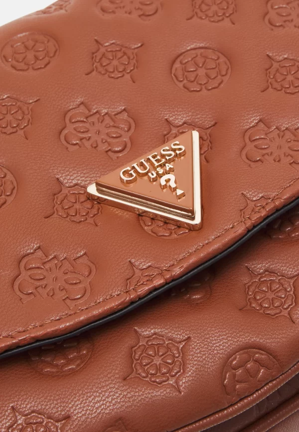 GUESS La Femme Debossed-logo Flap Shoulder Bag Cognac - Image 9