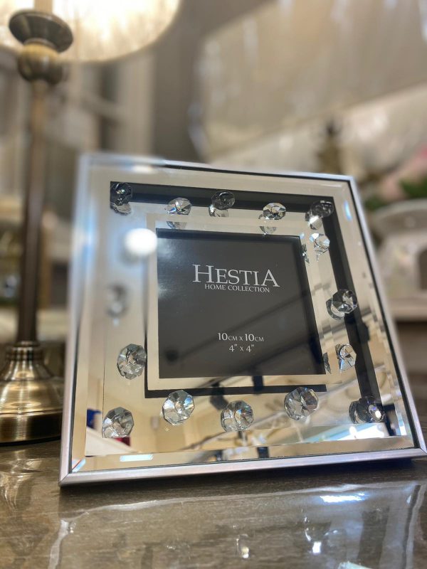 Mirror & Crystal Bead Photo Frame 10 cm x 10 cm (4" x 4")
