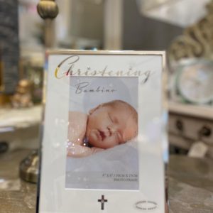 Christening Silverplated Frame with Cross Detail 4x6"
