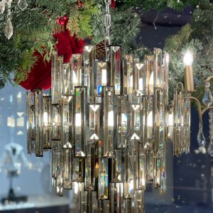 Chrome & Champagne Bevelled Crystal 12 Light Large Chandelier