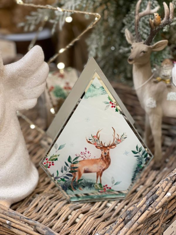Reindeer Scene Single Glass Tealight Holder