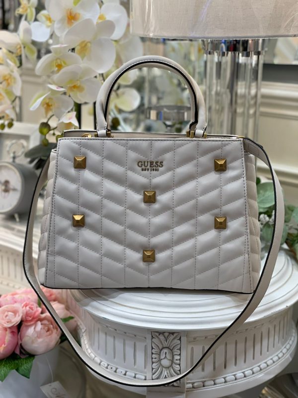 GUESS Brera Triple Compartment Satchel Stone