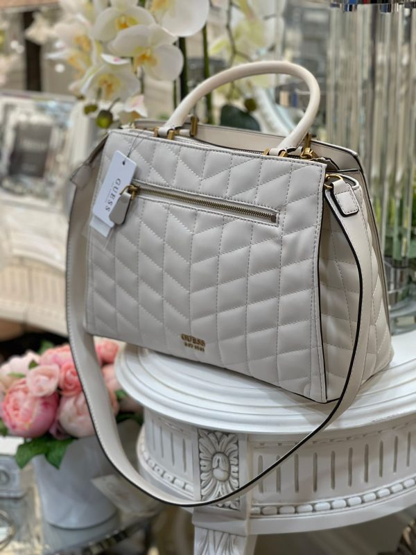 GUESS Brera Triple Compartment Satchel Stone - Image 3