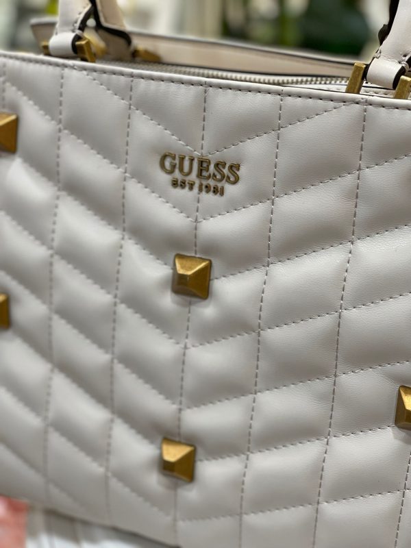 GUESS Brera Triple Compartment Satchel Stone - Image 4