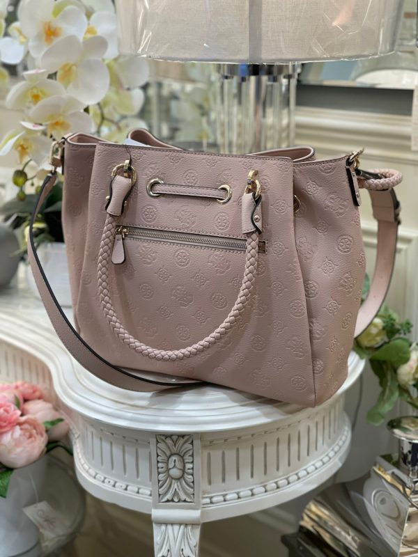 GUESS Helaina Large Drawstring Bucket Almond - Image 3