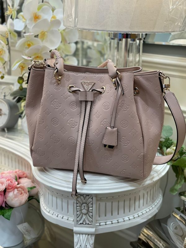 GUESS Helaina Large Drawstring Bucket Almond - Image 4