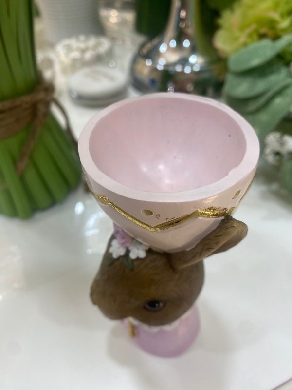 Rabbit Girl Egg Holder 12cm Pink - Image 3