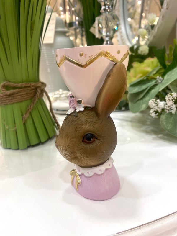 Rabbit Girl Egg Holder 12cm Pink - Image 2