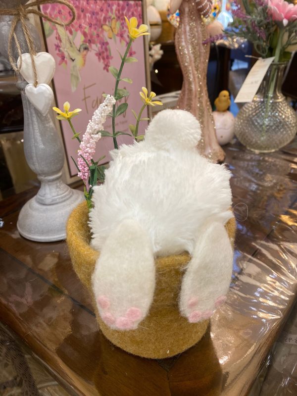 'Bunny Bums' In Flower Pot White