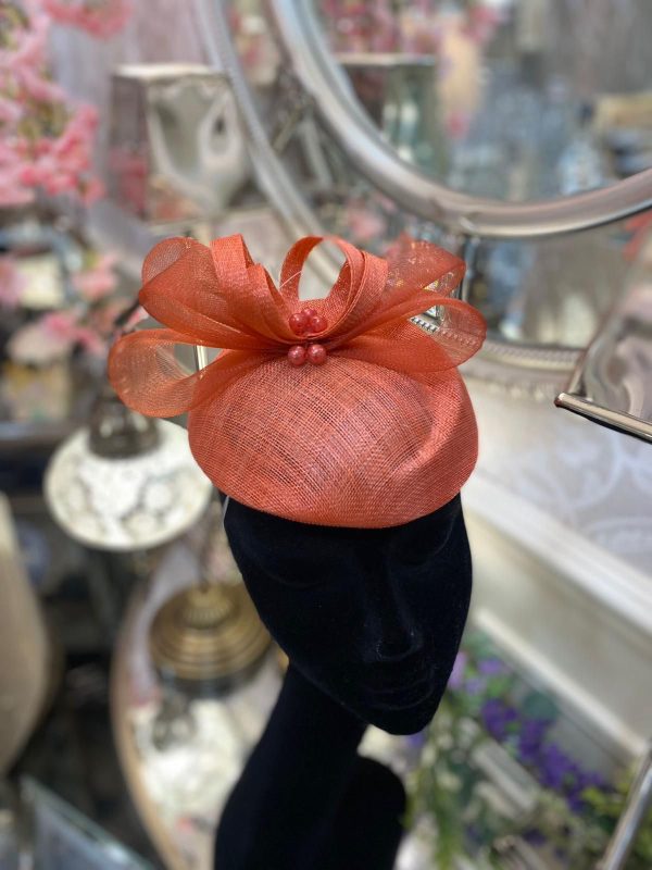 Tangerine Beret With Pearl Detail