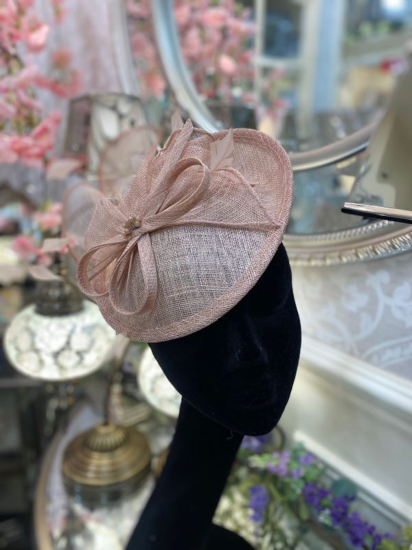 Sorbet Small Disc Metallic Fascinator With Ribbon & Pearl Detail - Image 2