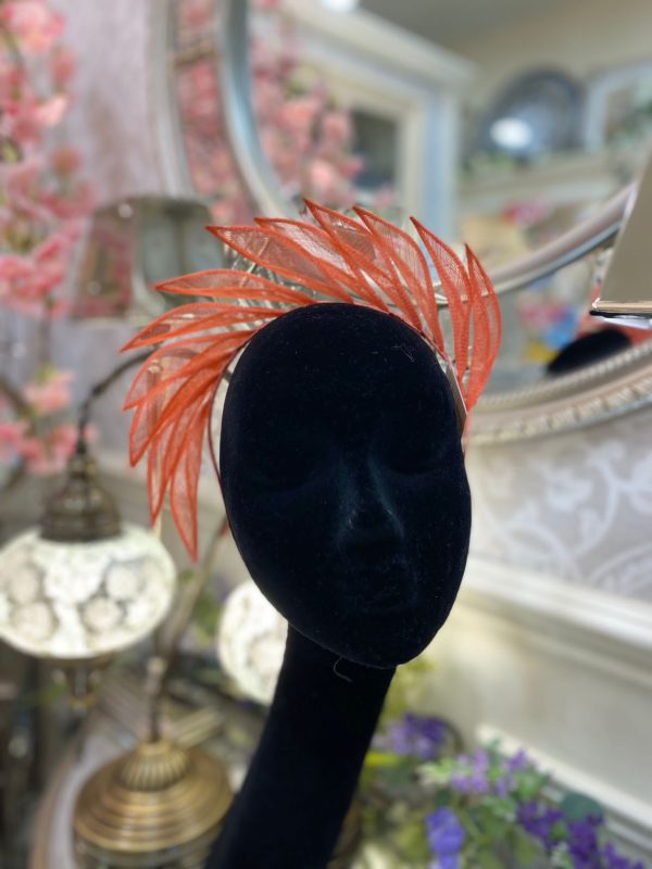 Tangerine Vintage Sinamay Leaves Fascinator