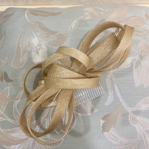 Beige/Gold Ribbon & Feathers Fascinator