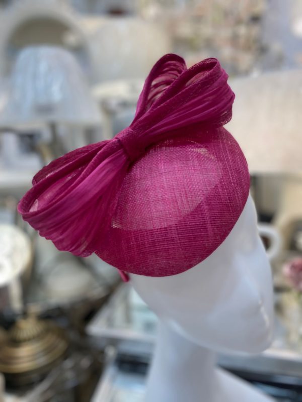 Magenta Round Fascinator With Bow Detail - Image 2