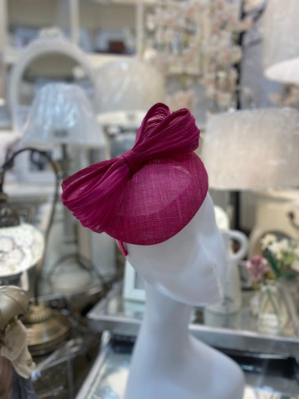 Magenta Round Fascinator With Bow Detail